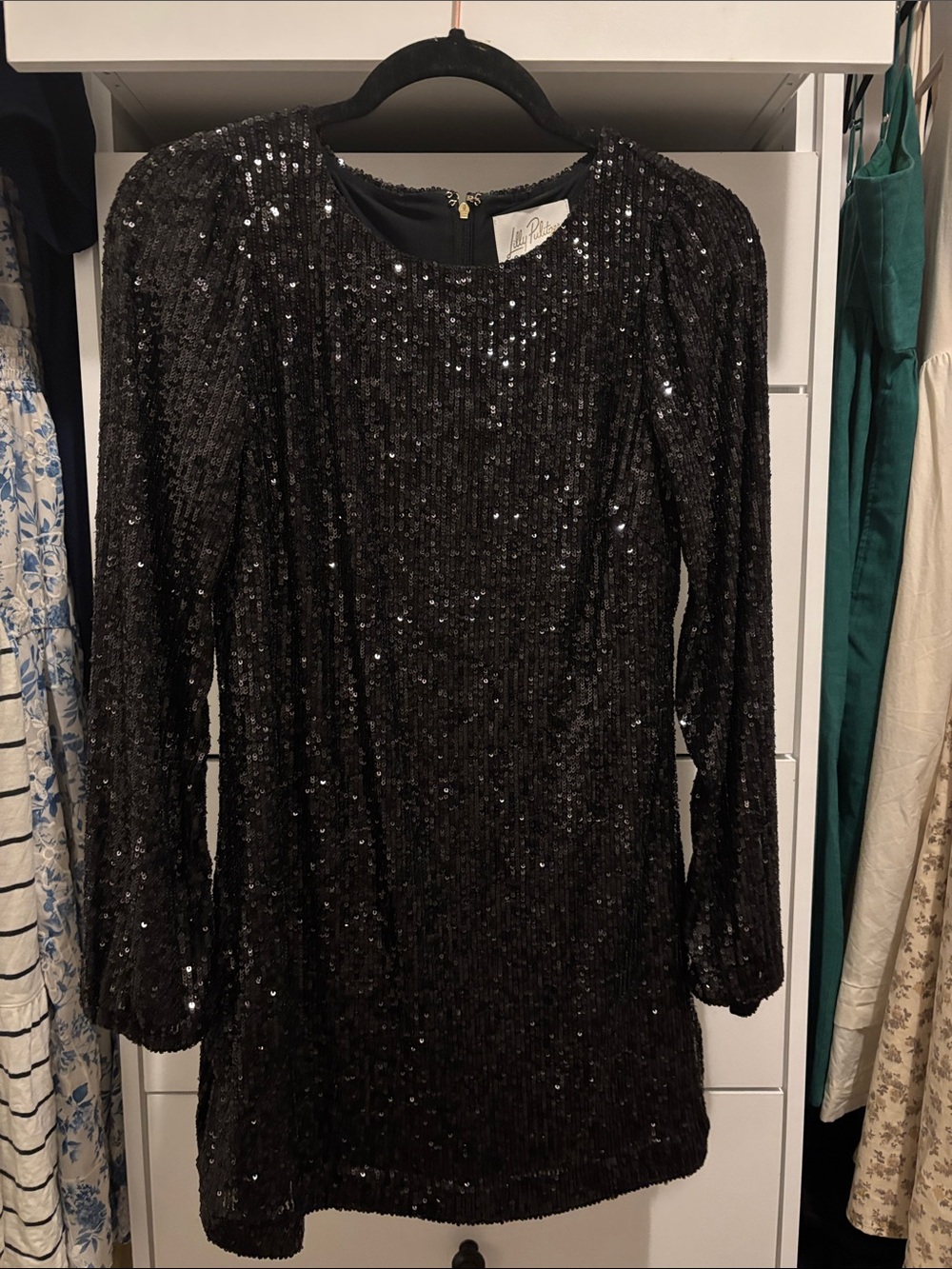 Lilly Pulitzer Sequin Long Sleeve Black Dress